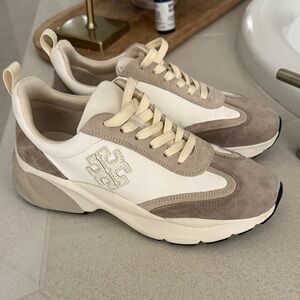 Tory Burch Beige and White Sneakers